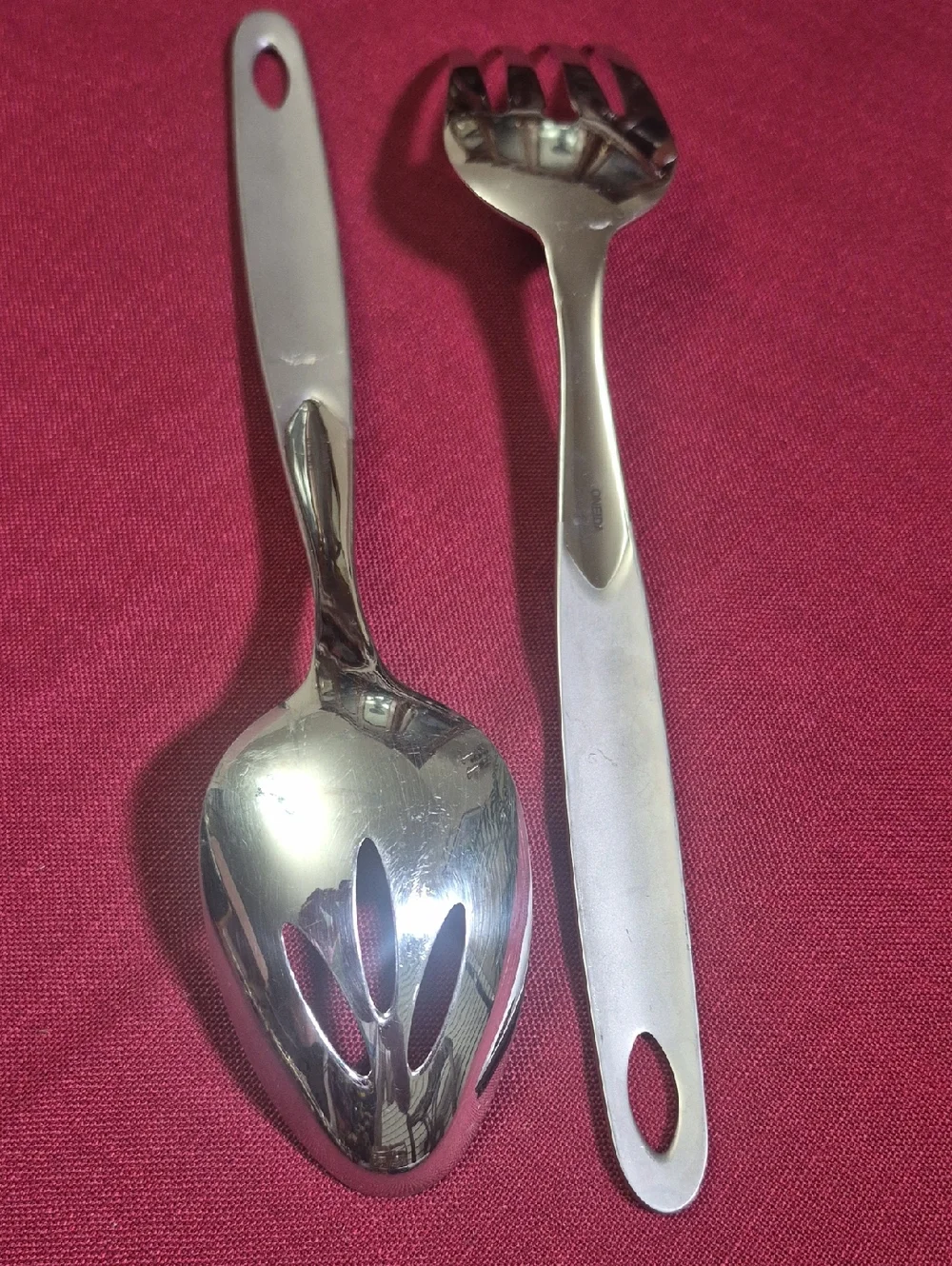 Oneida 18/10 Stainless Steel Hangable Serving Spoon and Fork Set